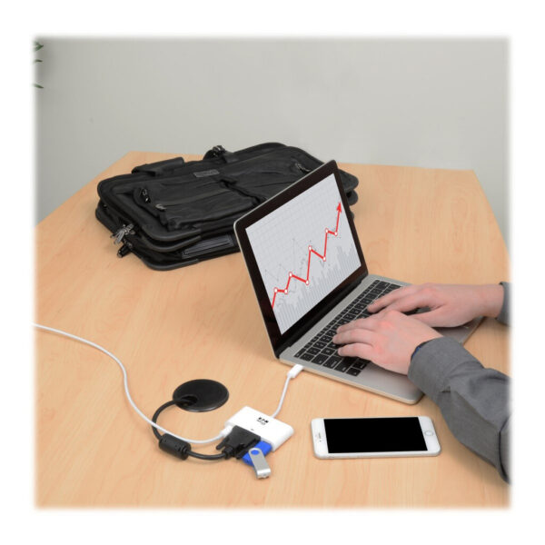 Tripp Lite series USB-C to DVI Adapter with USB 3.x (5Gbps) Hub Port and PD Charging, White