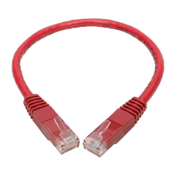 3f29b8be72578fd811e9ca3ded01db43 Tripp Lite series Cat6 Gigabit Molded (UTP) Ethernet Cable (RJ45 M/M), PoE, Red, 1 ft. (0.31 m)