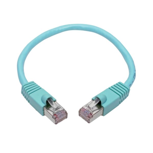 Tripp Lite series Cat6a 10G Snagless Shielded STP Ethernet Cable (RJ45 M/M), PoE, Aqua, 1 ft. (0.31 m)