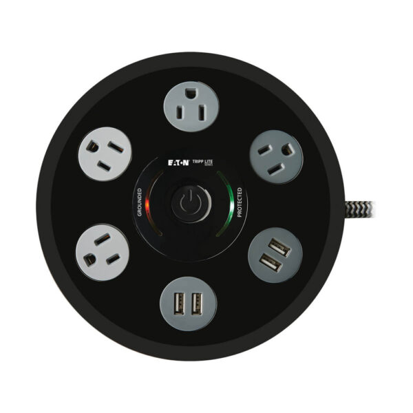 3f6fc2fb0e0d3e77b79ded4c81d384be Tripp Lite series Conference Power Surge Protector - 4 NEMA 5-15R Outlets, 4 USB-A Ports, 6-ft. (1.83 m) Cord, Black