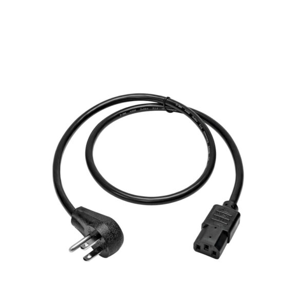 3f73507d2e9b45f69be41badba9230d8 Tripp Lite series Desktop Computer AC Power Cord, Right-Angle NEMA 5-15P to C13 - 10A, 125V, 18 AWG, 3 ft. (0.91 m), Black