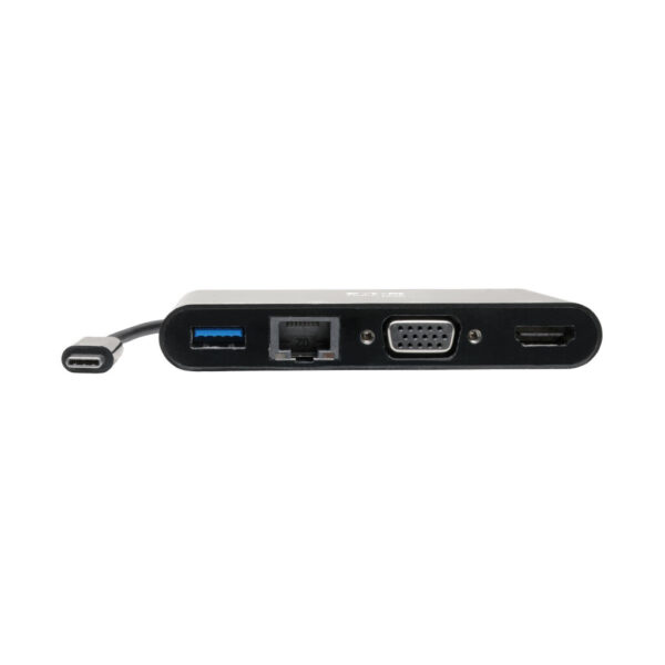 Tripp Lite series USB-C Multiport Adapter - 4K HDMI, VGA, USB 3.x (5Gbps) Hub Port, GbE, HDCP, Black