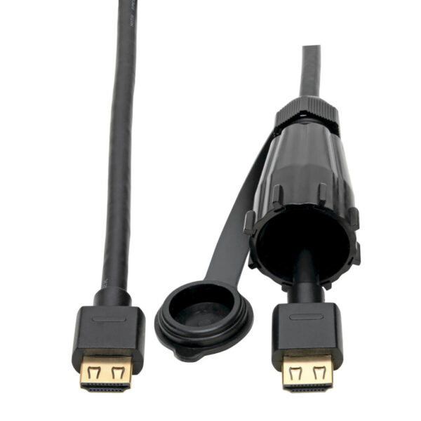 Tripp Lite series High-Speed HDMI Cable (M/M) - 4K 60 Hz, HDR, Industrial, IP68, Hooded Connector, Black, 3 ft.