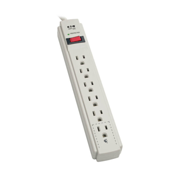 3fcc87c6156d2c7691b2332c382c593b Tripp Lite series Protect It! 6-Outlet Surge Protector, 15 ft. Cord, 1200 Joules, Diagnostic LED, Light Gray Housing
