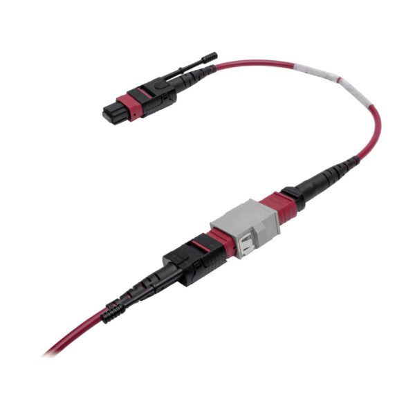 Tripp Lite series MTP/MPO Parallel Optics Base-8 Migration Fiber Adapter, Polarity A to B, 12 Fiber, 40GB/100GB, OM4 M/F, Magenta, 8 in.