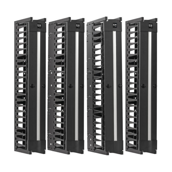 4015fa1e313af7fda612705bda6296fe Tripp Lite series High-Capacity Vertical Cable Manager - Deep Double Finger Duct with Cover, Double Sided, 6 in. Wide, Black, 7 ft. (2.2 m)