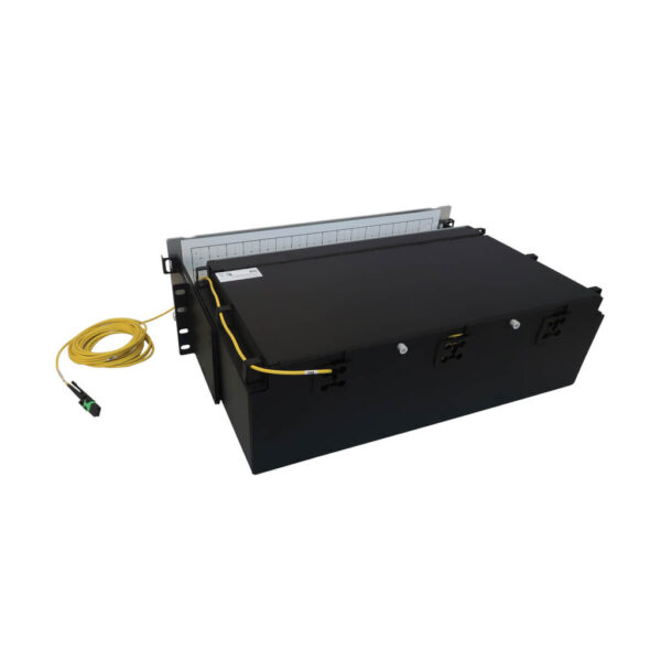 Tripp Lite series Preloaded Fiber Patch Panel, 3U - 48x (12F MTP/MPO-APC to 4x LC Duplex F/F) 8F Trunk Cables, OS2 Singlemode, 5 m (16.4 ft.)
