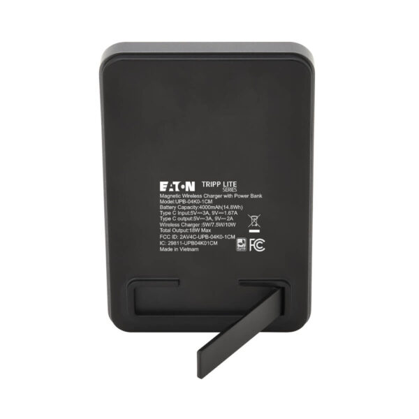 406b30960a5c835426485d5b69288481 Tripp Lite series Portable Wireless Magnetic Charging Power Bank for iPhone 16/15/14/13/12, USB-C Output, 18W, 4000mAh, Lithium-Ion, Black