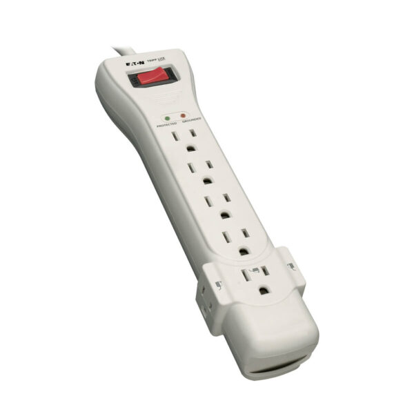 40701325a9a85fd7e92abb031080e8be Tripp Lite series Protect It! 7-Outlet Surge Protector, 7 ft. Cord with Right-Angle Plug, 2160 Joules, Diagnostic LEDs, Light Gray Housing