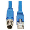 408df8bb725f035e3a7598da7da5d4aa-1 Tripp Lite series M12 X-Code Cat6a 10G F/UTP CMR-LP Shielded Ethernet Cable (M12 M/RJ45 M), IP68, PoE, Blue, 3 m (9.8 ft.), TAA