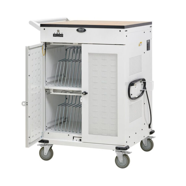 Tripp Lite Safe-IT 36-Device UV Charging Cart for Laptops and Chromebooks, 120V, 5-15P, 10 ft. Cord, Antimicrobial, White - CSC36VACUVC