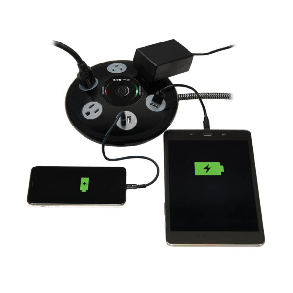 40f7c46448e3c594f386e77f3400910c Tripp Lite series Conference Power Surge Protector - 4 NEMA 5-15R Outlets, 4 USB-A Ports, 6-ft. (1.83 m) Cord, Black