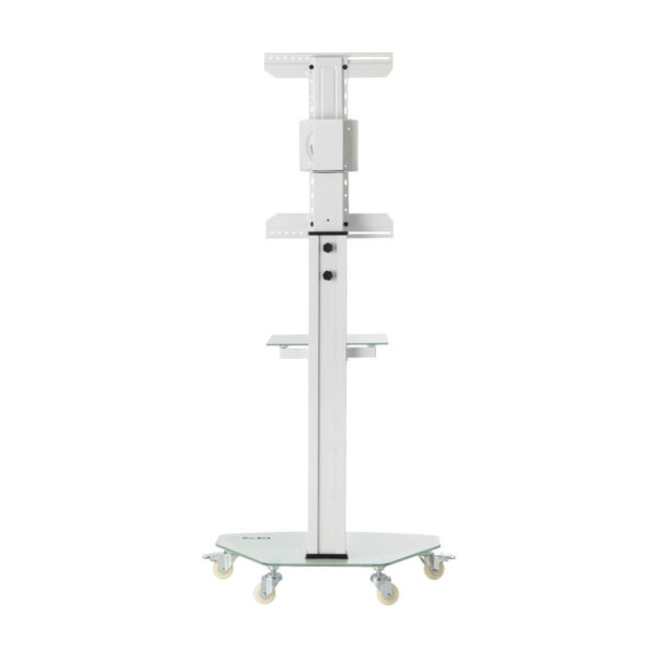 41ad2c721a4467e69aa4871a11415966 Tripp Lite series Premier Rolling TV Cart for 37” to 70” Displays, Frosted Glass Base and Shelf, Locking Casters, White
