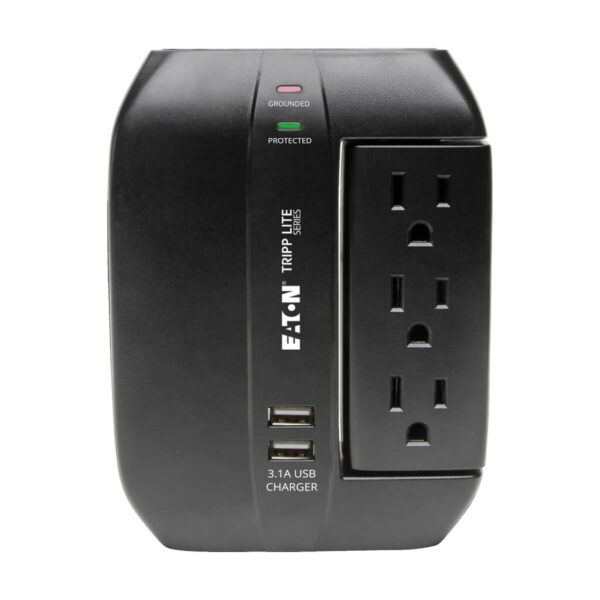 41e5bf7335e64cfcac2ba0f5ca456599 Tripp Lite series Protect It! 6-Outlet Surge Protector with 3 Rotatable Outlets – Direct Plug-In, 1200 Joules, 2 USB Ports