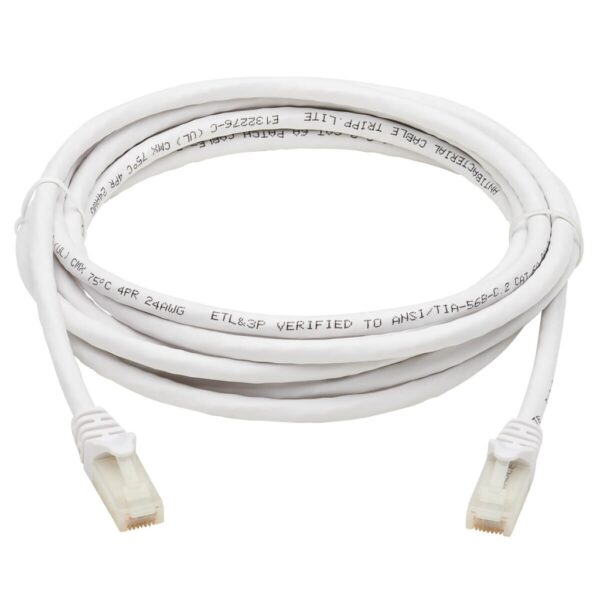 420104ac46b85fd98fa9f5368f6b21ea-1 Tripp Lite series Safe-IT Cat6a 10G Snagless Antibacterial UTP Ethernet Cable (RJ45 M/M), PoE, White, 10 ft. (3.05 m), TAA