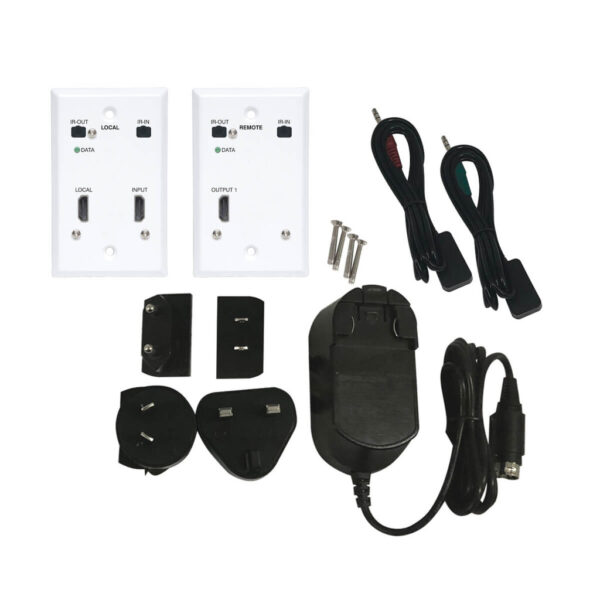 Tripp Lite series HDMI over Cat6 Extender Kit, Wallplate, 4K 60Hz, 4:4:4, IR, PoC, HDR, HDCP 2.2, 230 ft., TAA