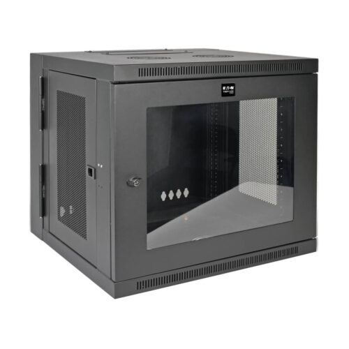 Tripp Lite series SmartRack 10U Low-Profile Switch-Depth Wall-Mount Small Rack Enclosure, Clear Acrylic Window, Hinged Back