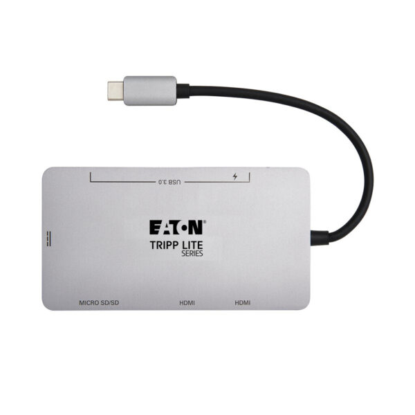 437835aedeabbdc57787e7baee1d7e91 Tripp Lite series USB-C Dock, Dual Display - 4K 60 Hz HDMI, USB 3.x (5Gbps) Hub Ports, Memory Card, 100W PD Charging, Gray