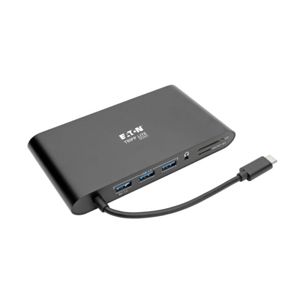 Tripp Lite series USB-C Dock, Dual Display - 4K HDMI / mDP, VGA, USB 3.x (5Gbps), USB-A/C Hub, GbE, Memory Card, 100W PD Charging
