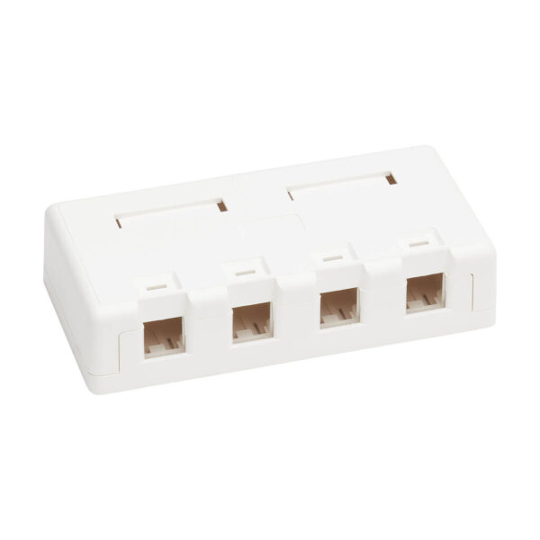 4447ff66ffc83ba9e351674bfddcd4a9 Tripp Lite series Surface-Mount Box for Keystone Jacks - 4 Ports, White, TAA