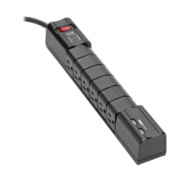 448d1ff7c90339e5e33e7e8ac7ccf043 Tripp Lite series Protect It! Surge Protector with 6 Rotatable Outlets, 8 ft. (2.43 m) Cord, 1080 Joules, 2xUSB Charging ports (3.4A)