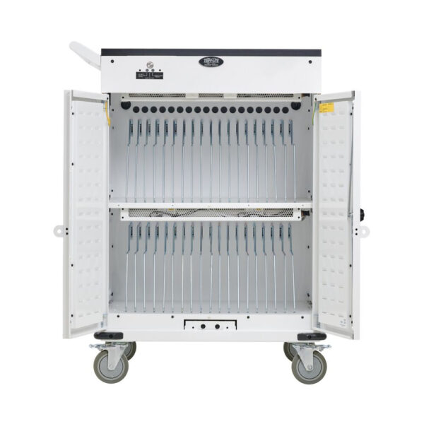 Tripp Lite Safe-IT 36-Device UV Charging Cart for Laptops and Chromebooks, 120V, 5-15P, 10 ft. Cord, Antimicrobial, White - CSC36VACUVC
