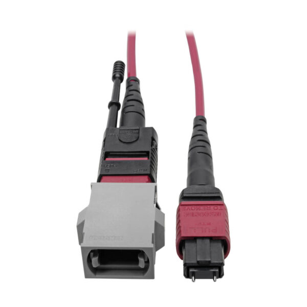 Tripp Lite series MTP/MPO Parallel Optics Base-8 Migration Fiber Adapter, Polarity A to B, 12 Fiber, 40GB/100GB, OM4 M/F, Magenta, 8 in.
