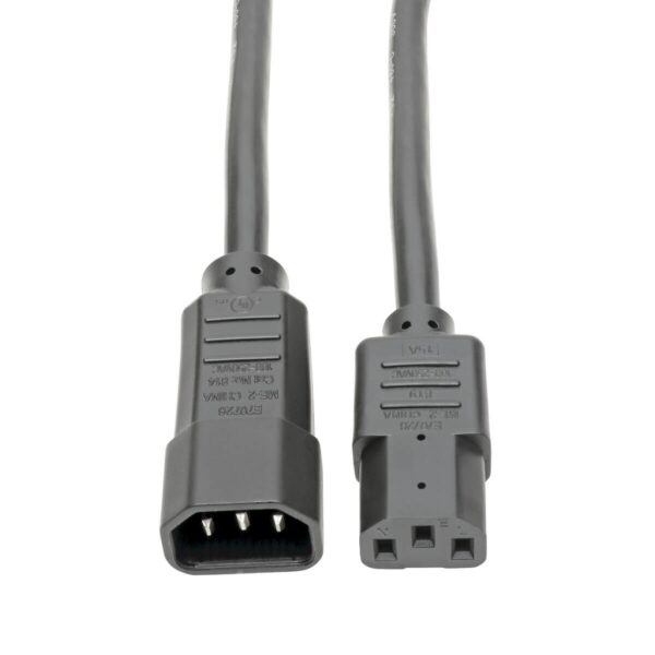 Tripp Lite series Heavy-Duty PDU Power Cord, C13 to C14 - 15A, 250V, 14 AWG, 2 ft. (0.61 m), Black
