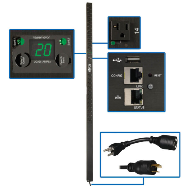 45d025b308e98490bc55ee27e0bf08df Eaton 1.9kW Single-Phase Switched PDU, LX Platform, Outlet Monitoring, 120V Outlets (24 NEMA 5-15/20R), L5-20P Plug, 0U, TAA