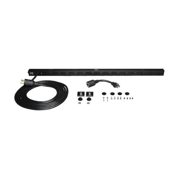 Tripp Lite series 1.9kW Single-Phase 120V Basic PDU, 14 NEMA 5-15/20R Outlets, NEMA L5-20P Input with 5-20P Adapter, 15 ft. (4.57 m) Cord, 0U Vertical