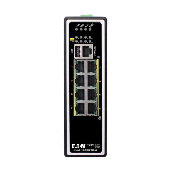 467244aa0e6905cb89709f28d0f3e99a Tripp Lite series 8-Port Managed Industrial Gigabit Ethernet Switch - Layer 2, 1 Gbps, PoE+ 30W, -40° to 75°C, DIN Mount, TAA