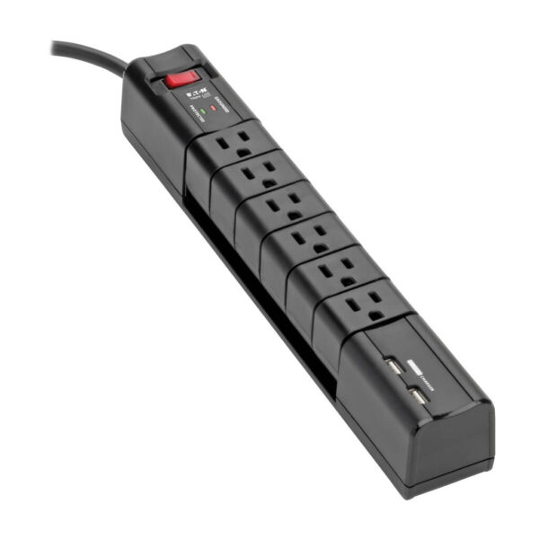 46f657c1fe34178b9a9c6364a1a637ad Tripp Lite series Protect It! Surge Protector with 6 Rotatable Outlets, 8 ft. (2.43 m) Cord, 1080 Joules, 2xUSB Charging ports (3.4A)