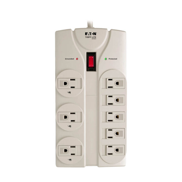 Tripp Lite series Protect It! 8-Outlet Surge Protector, 25 ft. Cord with Right-Angle Plug, 1440 Joules, Diagnostic LEDs, Light Gray Housing - TLP825