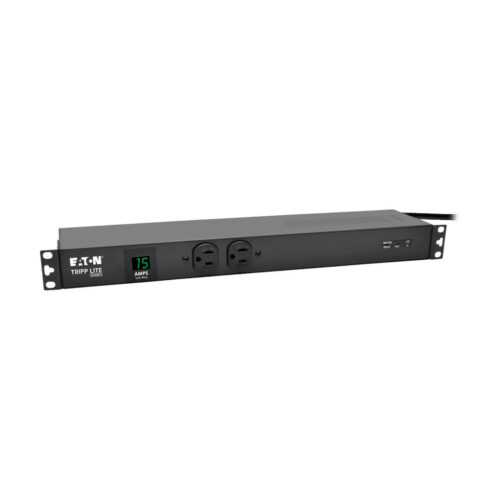 Tripp Lite 1.5kW 1-Phase Local Metered PDU with ISOBAR, 3840 Joules, 100-127V Outlets (14 5-15R), 5-15P, 15 ft. Cord, 1U Rack - PDUMH15-ISO