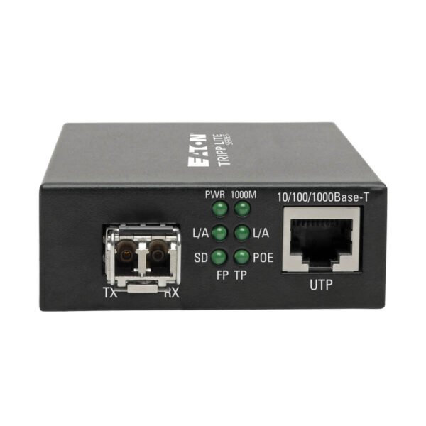 4824670d96db7e8ee33d44952b022ff5 Tripp Lite series Gigabit Multimode Fiber to Ethernet Media Converter, POE+ - 10/100/1000 LC, 850 nm, 550M (1804.46 ft.)