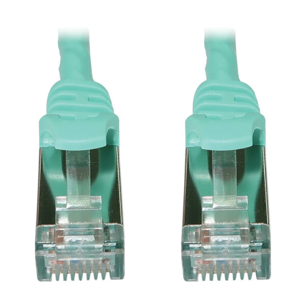 489185a77a3138736f86e909361583ec Tripp Lite series Cat6a 10G Snagless Shielded Slim STP Ethernet Cable (RJ45 M/M), PoE, Aqua, 1 ft. (0.3 m)