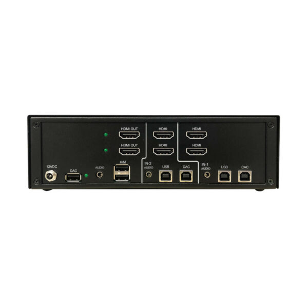 Secure KVM Switch, 2-Port, Dual Head, HDMI to HDMI, 4K, NIAP PP4.0, Audio, CAC, TAA
