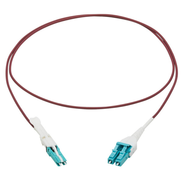 Tripp Lite series 400G Duplex Multimode 50/125 OM4 Fiber Optic Cable (CS-PC/LC-PC), Round LSZH Jacket, Magenta, 1 m