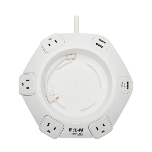 Tripp Lite series Conference Power Surge Protector - 4 NEMA 5-15R Outlets, USB-C & 3 USB-A Ports, Micro-USB, 8 ft. Cord