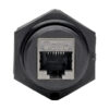 Tripp Lite series RJ45 Bulkhead Coupler for Cat5/Cat6, Female to Female, Shielded, Industrial, Dust Cap - IP68, TAA
