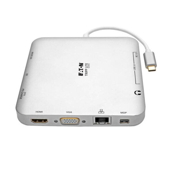 4bc8d875d4e8459293a722376838acf3 Tripp Lite series USB-C Dock, Dual Display - 4K HDMI/mDP, VGA, USB 3.x (5Gbps), USB-A/C Hub, GbE, 60W PD Charging