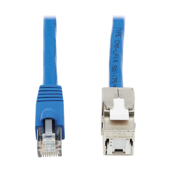 Tripp Lite series Cat6 Keystone Jack Cable Assembly - Unshielded, PoE+, RJ45 M/F, 18-in. (45.72 cm), Blue, TAA