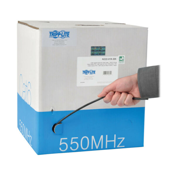 Tripp Lite series Cat6 Gigabit Solid Core UTP PVC Bulk Ethernet Cable, Black, 1000 ft. (304.8 m), TAA