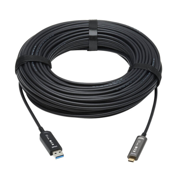 Tripp Lite series USB-A to USB-C AOC Cable (M/M) - USB 3.2 Gen 2 (10Gbps) Plenum-Rated Fiber Active Optical - Data Only, Black, 30 m (98 ft.)
