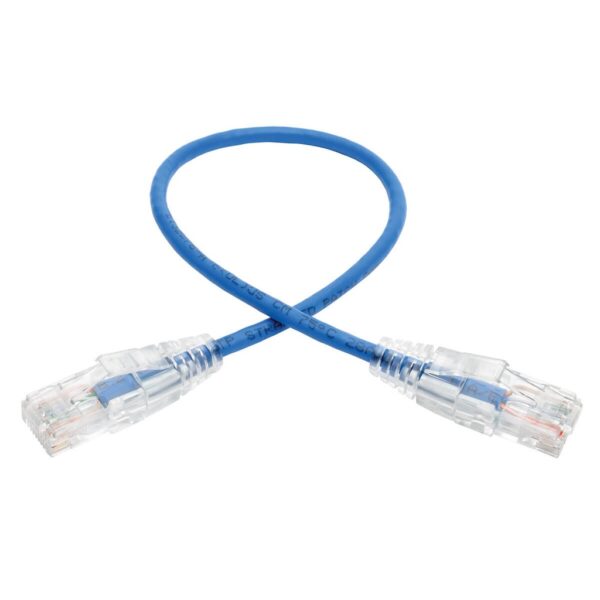 Tripp Lite series Cat6 Gigabit Snagless Slim UTP Ethernet Cable (RJ45 M/M), PoE, Blue, 1 ft. (0.31 m)