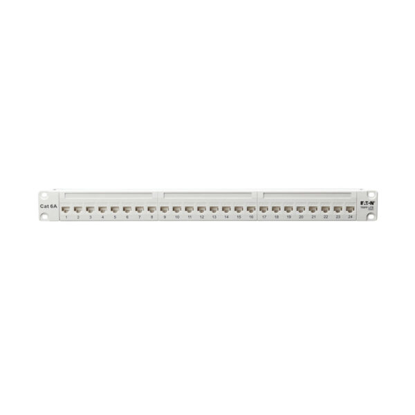 4e49d0da8fd49049ed7ab0e8c2537531 Tripp Lite series 24-Port Cat6a Feed-Through Patch Panel - 4PPoE Compliant, 1U Rack-Mount, RJ45 Ethernet, White, TAA
