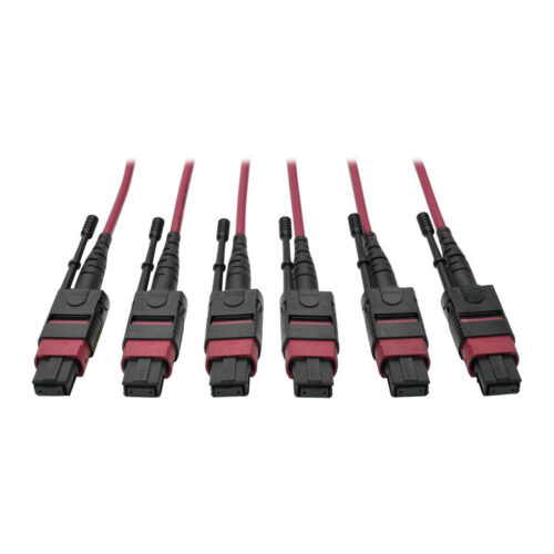 4e8d45e45b50b2294fd78ed9f6e49645-2 Tripp Lite MTP/MPO Multimode Base-8 Trunk Cable, 24-Strand, 40GB/100GB, 40/100GBASE-SR4, OM4 Plenum-Rated (3xF/3xF), Magenta, 61 m - N858-61M-3X8-MG