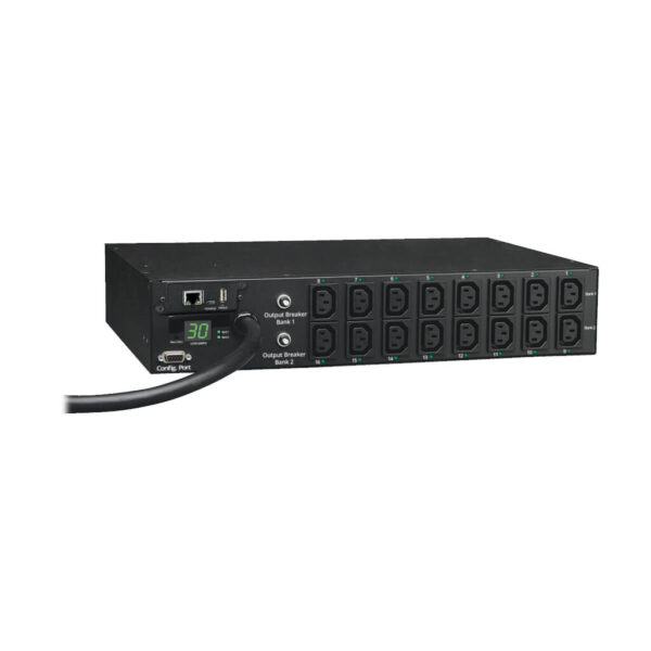 Eaton 5.5kW Single-Phase Switched PDU - LX Interface, 208/230V Outlets (16 C13), L6-30P Input, 12 ft. (3.66 m) Cord, 2U Rack-Mount, TAA