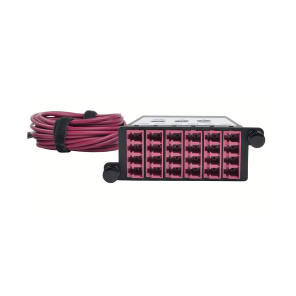 Tripp Lite 40/100Gb OM4 Fiber Breakout Cassette with Built-In MTP Cables, (x3) 8-Fiber OM4 MTP/MPO to (x12) LC Duplex - N482-3M8L12-B