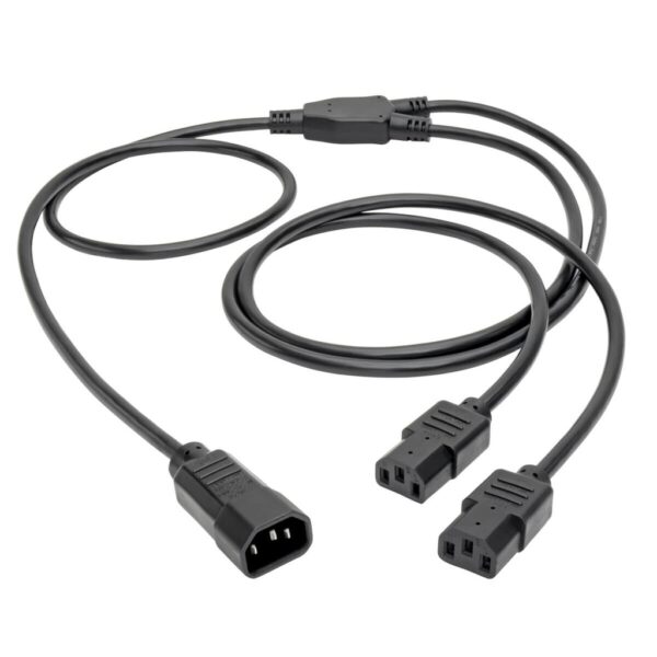 4fd85b2d30fcc508c6fc497821a1e606 Tripp Lite series C14 Male to C13 Female Splitter, PDU Style - C14 to 2x C13, 10A, 250V, 18 AWG, 6 ft. (1.83 m), Black
